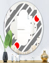 Retro Geometrical Abstract Minimal Pattern XI - Modern Round or Oval Wall Mirror - Quatrefoil