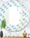 3D White and Blue Pattern VI - Modern Round or Oval Wall Mirror - Wave