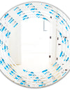 3D White and Blue Pattern VI - Modern Round or Oval Wall Mirror - Wave