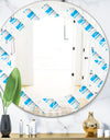 3D White and Blue Pattern VI - Modern Round or Oval Wall Mirror - Leaves