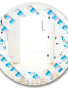 3D White and Blue Pattern VI - Modern Round or Oval Wall Mirror - Leaves
