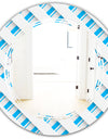 3D White and Blue Pattern VI - Modern Round or Oval Wall Mirror - Triple C