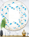 3D White and Blue Pattern VI - Modern Round or Oval Wall Mirror - Hexagon Star