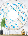 3D White and Blue Pattern VI - Modern Round or Oval Wall Mirror - Whirl