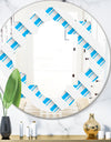 3D White and Blue Pattern VI - Modern Round or Oval Wall Mirror - Quatrefoil
