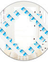 3D White and Blue Pattern VI - Modern Round or Oval Wall Mirror - Quatrefoil