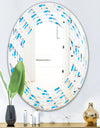 3D White and Blue Pattern VI - Modern Round or Oval Wall Mirror - Wave