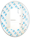 3D White and Blue Pattern VI - Modern Round or Oval Wall Mirror - Wave