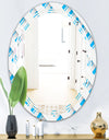 3D White and Blue Pattern VI - Modern Round or Oval Wall Mirror - Triple C
