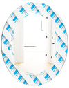 3D White and Blue Pattern VI - Modern Round or Oval Wall Mirror - Triple C