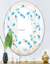 3D White and Blue Pattern VI - Modern Round or Oval Wall Mirror - Hexagon Star