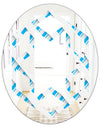 3D White and Blue Pattern VI - Modern Round or Oval Wall Mirror - Hexagon Star