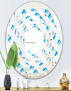 3D White and Blue Pattern VI - Modern Round or Oval Wall Mirror - Whirl