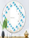3D White and Blue Pattern VI - Modern Round or Oval Wall Mirror - Quatrefoil