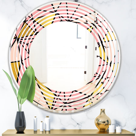 Triangular Gold Design II - Modern Round or Oval Wall Mirror - Wave