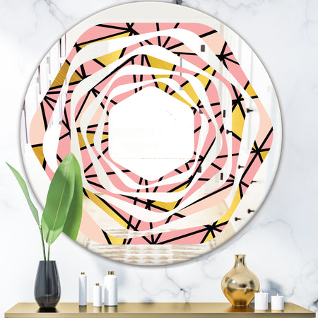 Triangular Gold Design II - Modern Round or Oval Wall Mirror - Whirl