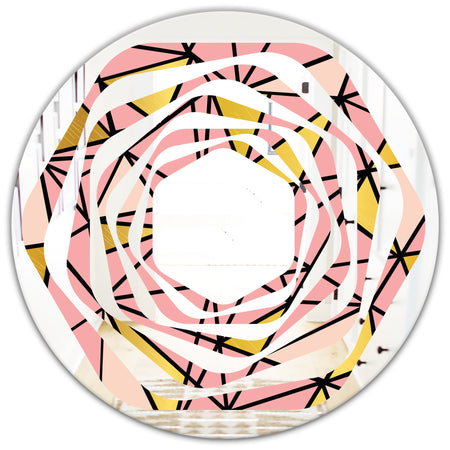 Triangular Gold Design II - Modern Round or Oval Wall Mirror - Whirl