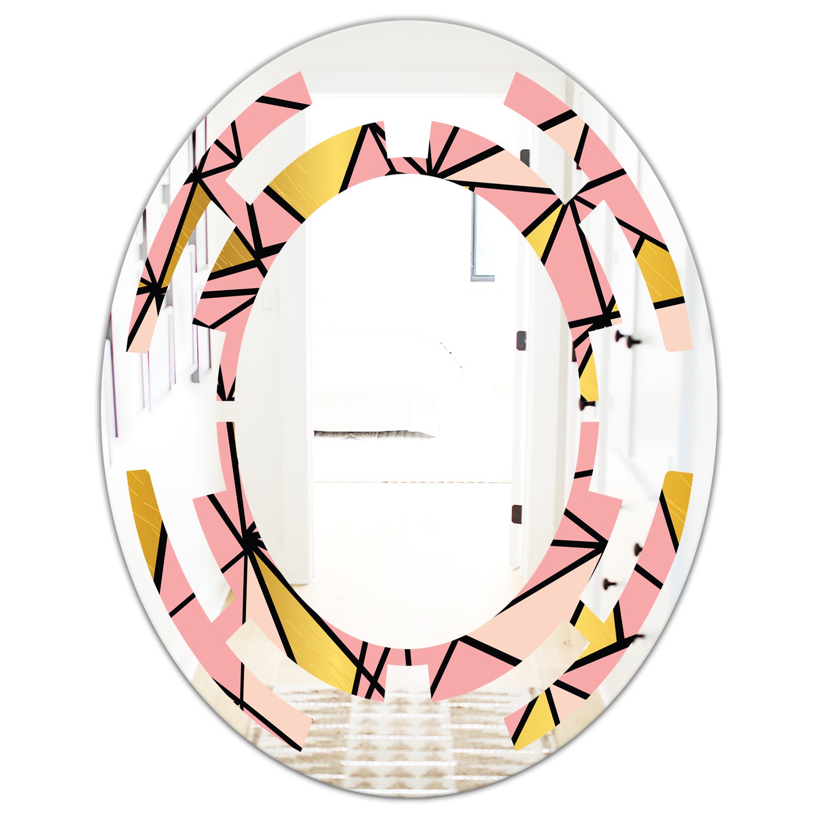Triangular Gold Design II - Modern Round or Oval Wall Mirror - Space