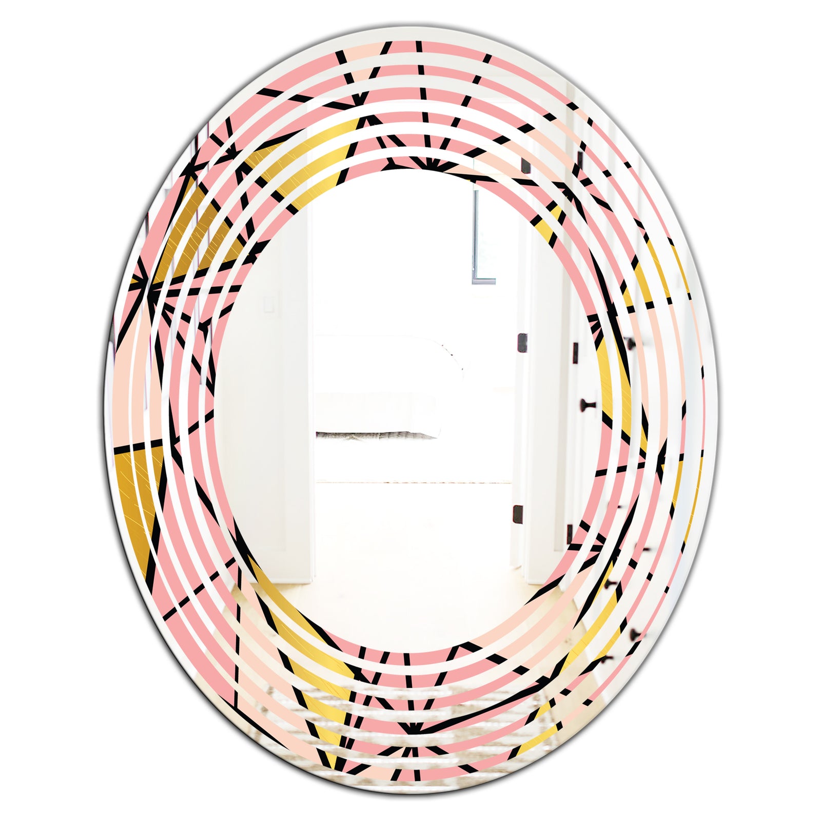 Triangular Gold Design II - Modern Round or Oval Wall Mirror - Wave