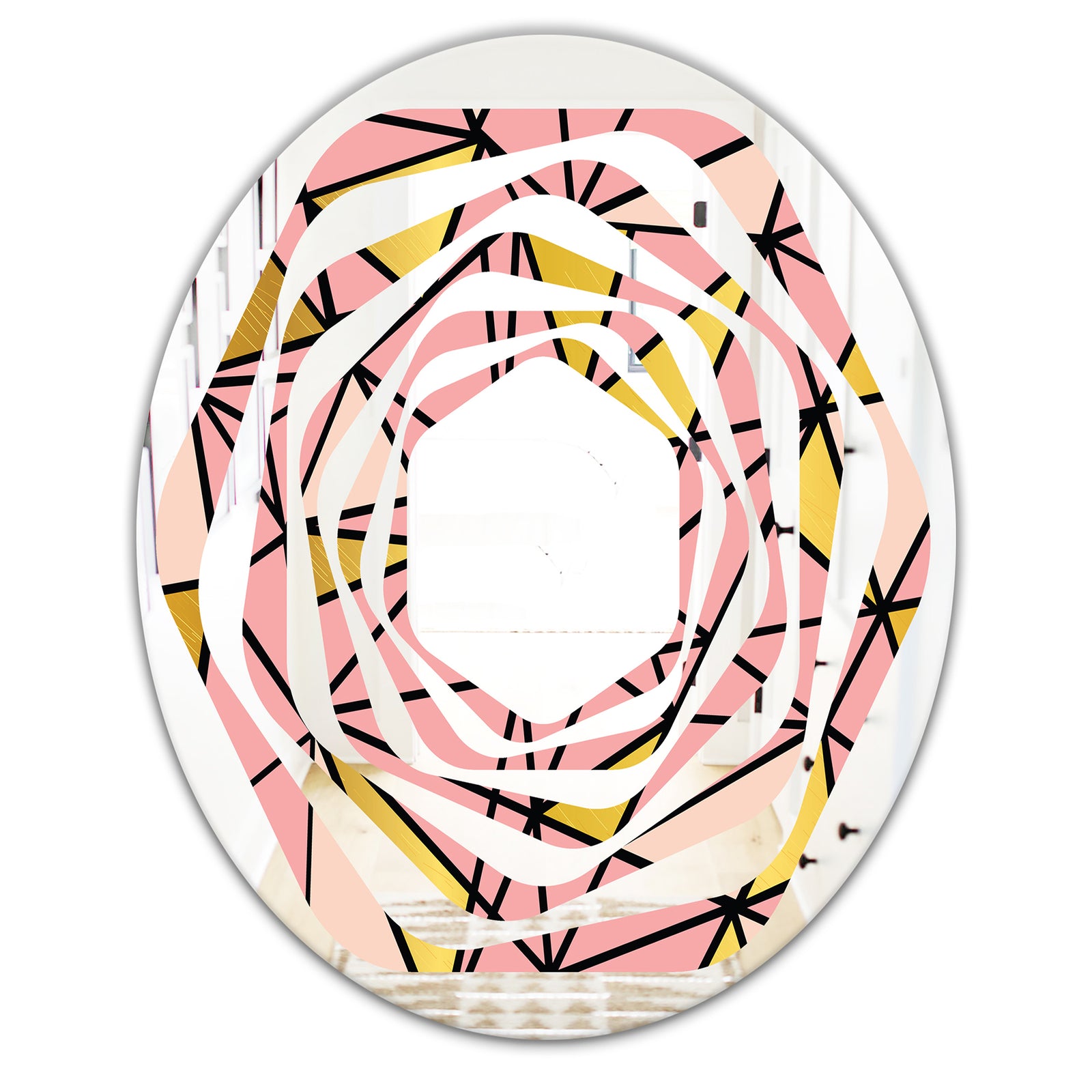 Triangular Gold Design II - Modern Round or Oval Wall Mirror - Whirl