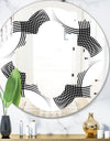 Monochrome Geometric Pattern IX - Modern Round or Oval Wall Mirror - Quatrefoil