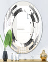 Monochrome Geometric Pattern IX - Modern Round or Oval Wall Mirror - Space