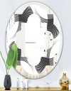 Monochrome Geometric Pattern IX - Modern Round or Oval Wall Mirror - Quatrefoil