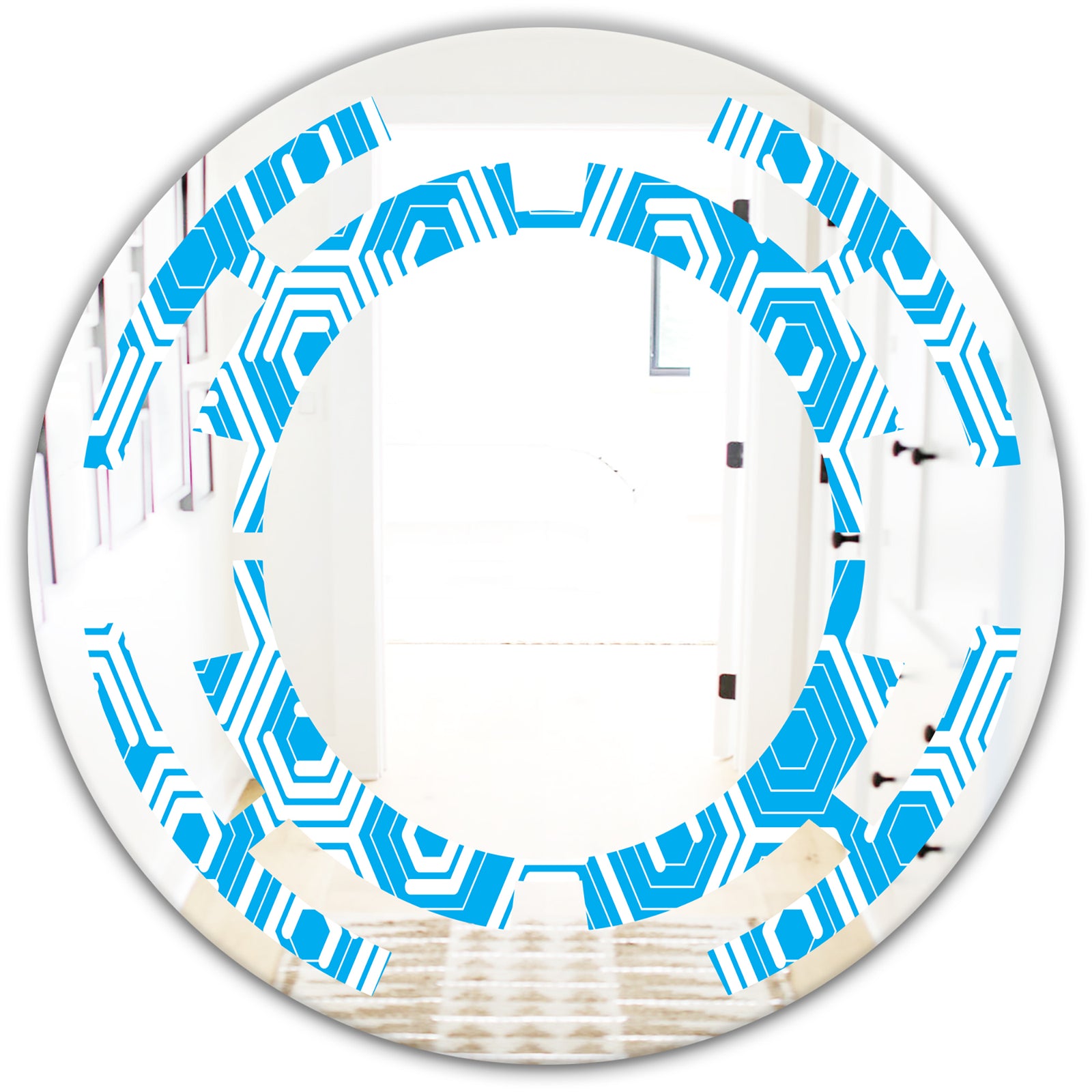 Retro Hexagon Pattern VII - Modern Round or Oval Wall Mirror - Space