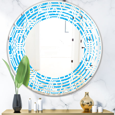 Retro Hexagon Pattern VII - Modern Round or Oval Wall Mirror - Wave