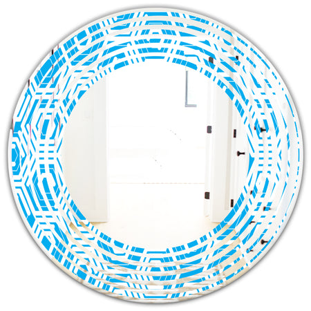 Retro Hexagon Pattern VII - Modern Round or Oval Wall Mirror - Wave