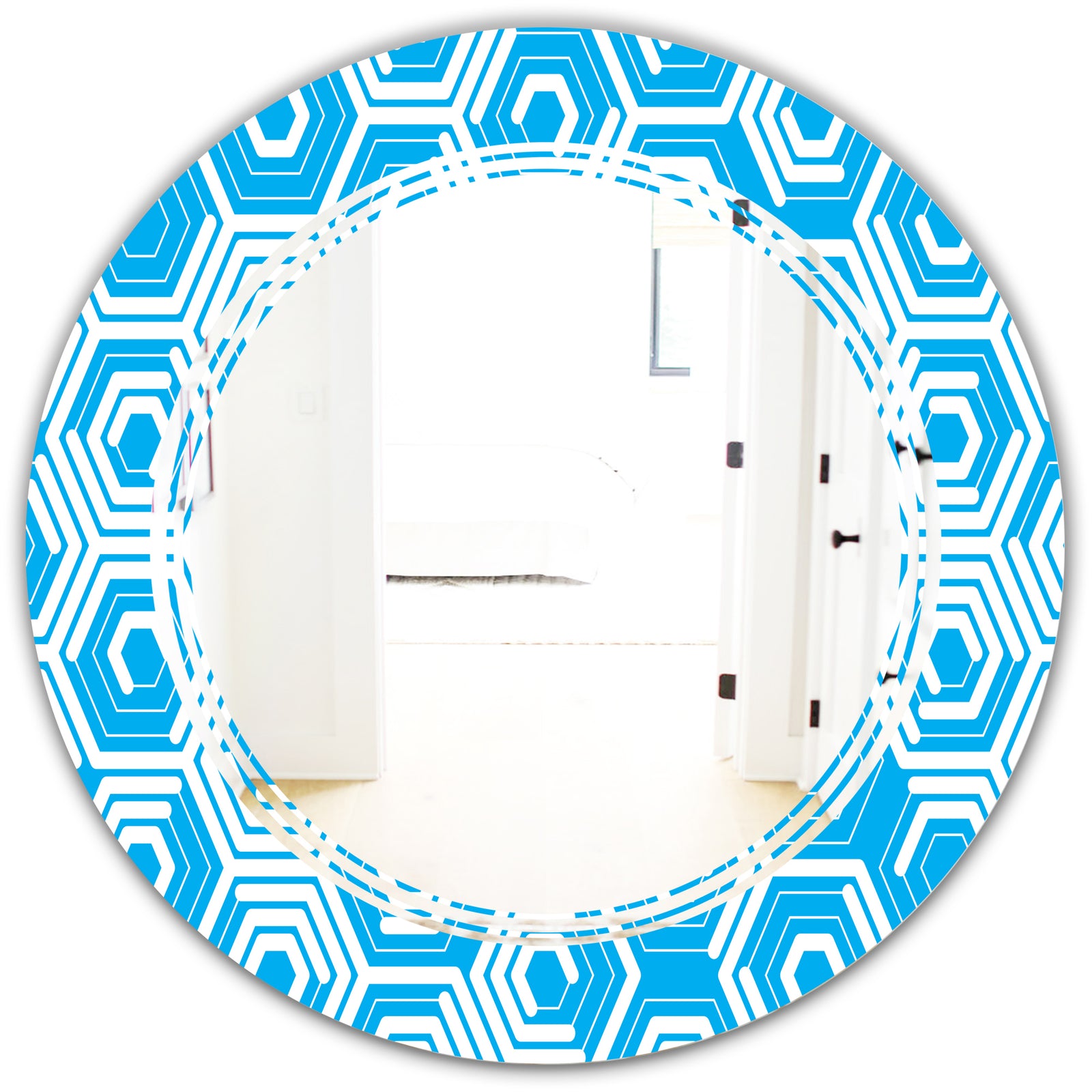 Retro Hexagon Pattern VII - Modern Round or Oval Wall Mirror - Triple C