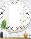 Retro Geometrical Abstract Minimal Pattern IX - Modern Round or Oval Wall Mirror - Leaves