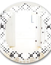 Retro Geometrical Abstract Minimal Pattern IX - Modern Round or Oval Wall Mirror - Leaves
