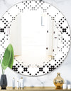Retro Geometrical Abstract Minimal Pattern IX - Modern Round or Oval Wall Mirror - Triple C