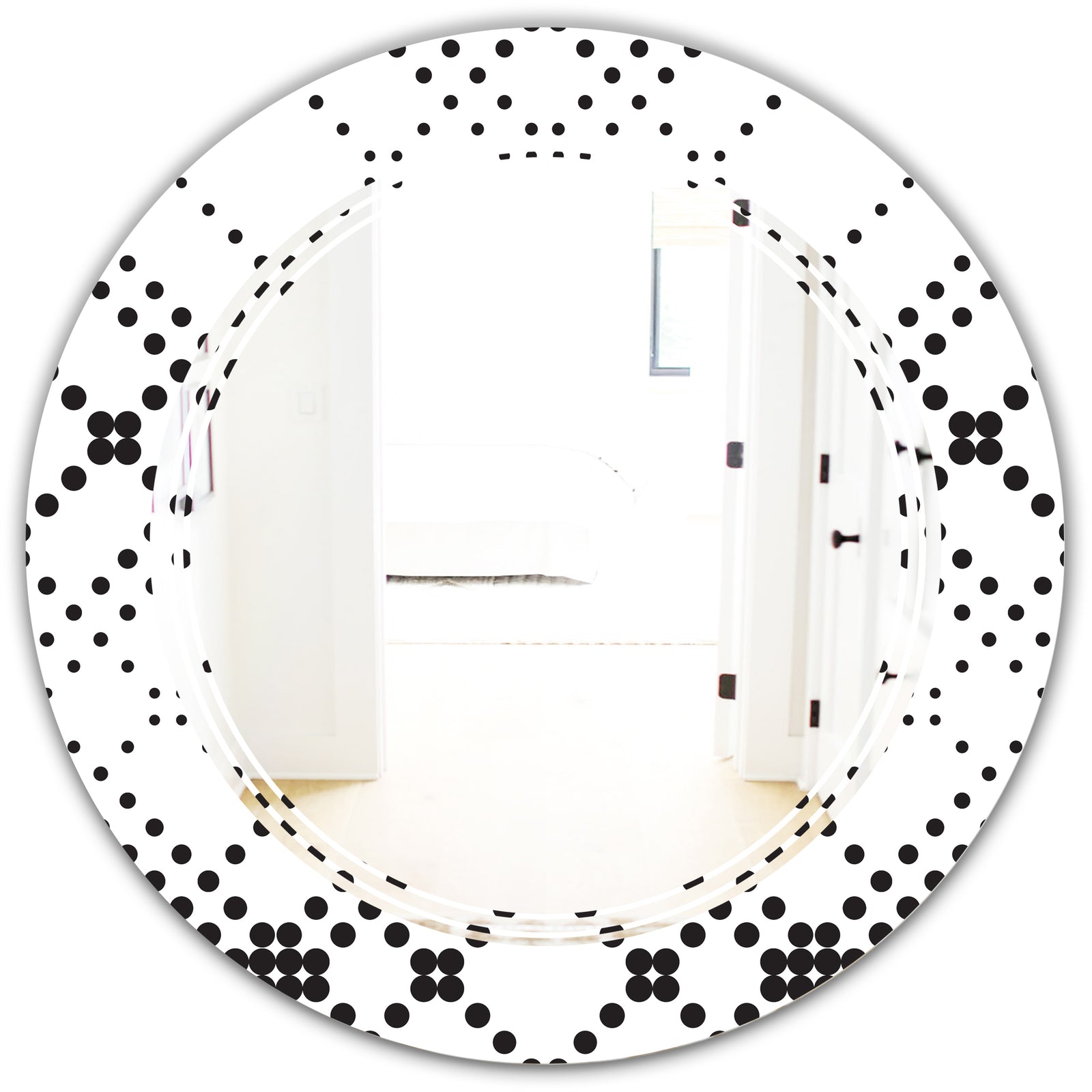 Retro Geometrical Abstract Minimal Pattern IX - Modern Round or Oval Wall Mirror - Triple C
