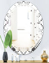 Retro Geometrical Abstract Minimal Pattern IX - Modern Round or Oval Wall Mirror - Triple C