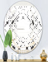 Retro Geometrical Abstract Minimal Pattern IX - Modern Round or Oval Wall Mirror - Whirl