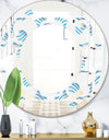 3D White and Blue Pattern III - Modern Round or Oval Wall Mirror - Space