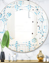 3D White and Blue Pattern III - Modern Round or Oval Wall Mirror - Wave