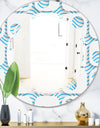 3D White and Blue Pattern III - Modern Round or Oval Wall Mirror - Triple C