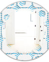 3D White and Blue Pattern III - Modern Round or Oval Wall Mirror - Triple C