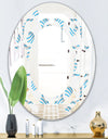 3D White and Blue Pattern III - Modern Round or Oval Wall Mirror - Space