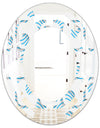 3D White and Blue Pattern III - Modern Round or Oval Wall Mirror - Space