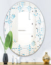 3D White and Blue Pattern III - Modern Round or Oval Wall Mirror - Wave