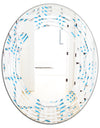 3D White and Blue Pattern III - Modern Round or Oval Wall Mirror - Wave