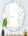 3D White and Blue Pattern III - Modern Round or Oval Wall Mirror - Triple C
