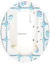 3D White and Blue Pattern III - Modern Round or Oval Wall Mirror - Triple C