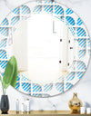 3D White and Blue Pattern II - Modern Round or Oval Wall Mirror - Triple C