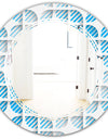 3D White and Blue Pattern II - Modern Round or Oval Wall Mirror - Triple C