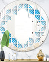 3D White and Blue Pattern II - Modern Round or Oval Wall Mirror - Quatrefoil